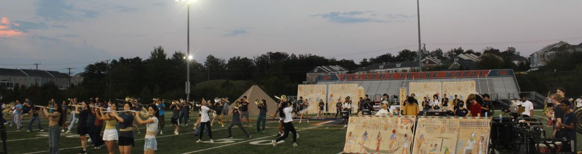 Briar Woods Falcon Regiment Marching Band during a runthrough of the show.