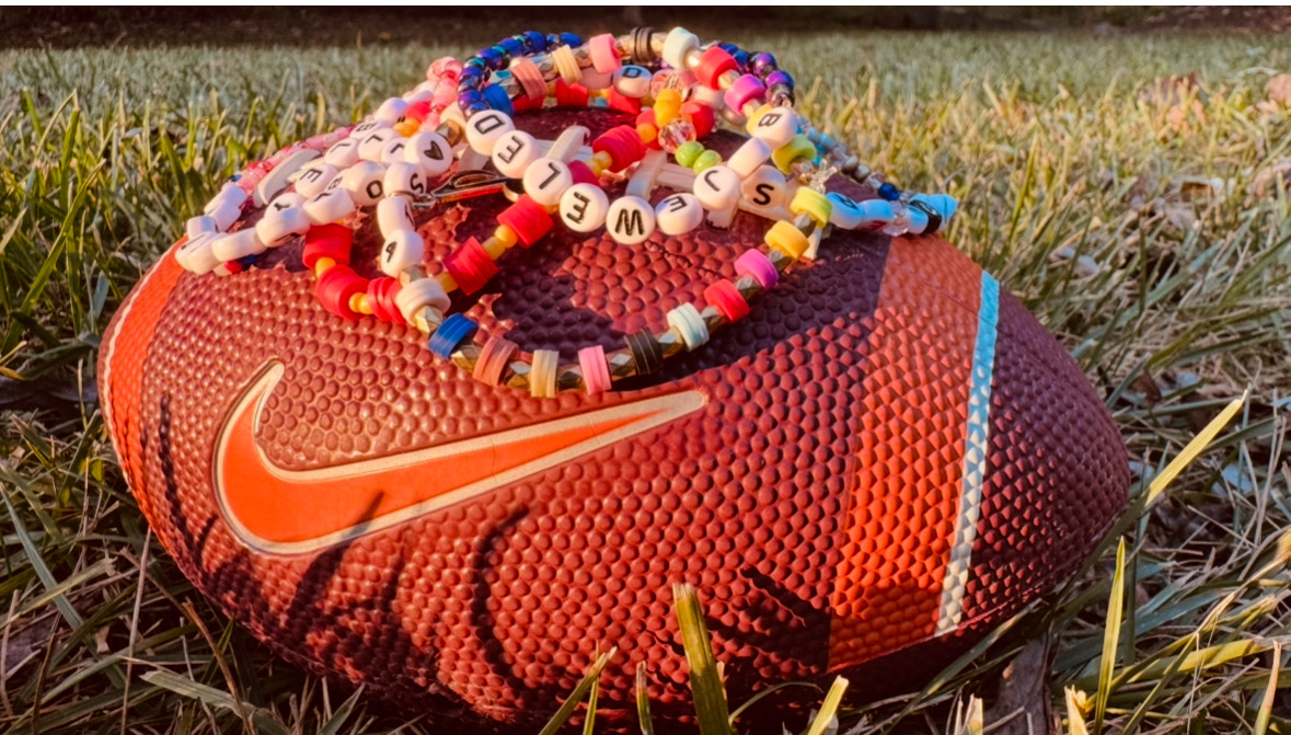 Football with friendship bracelets